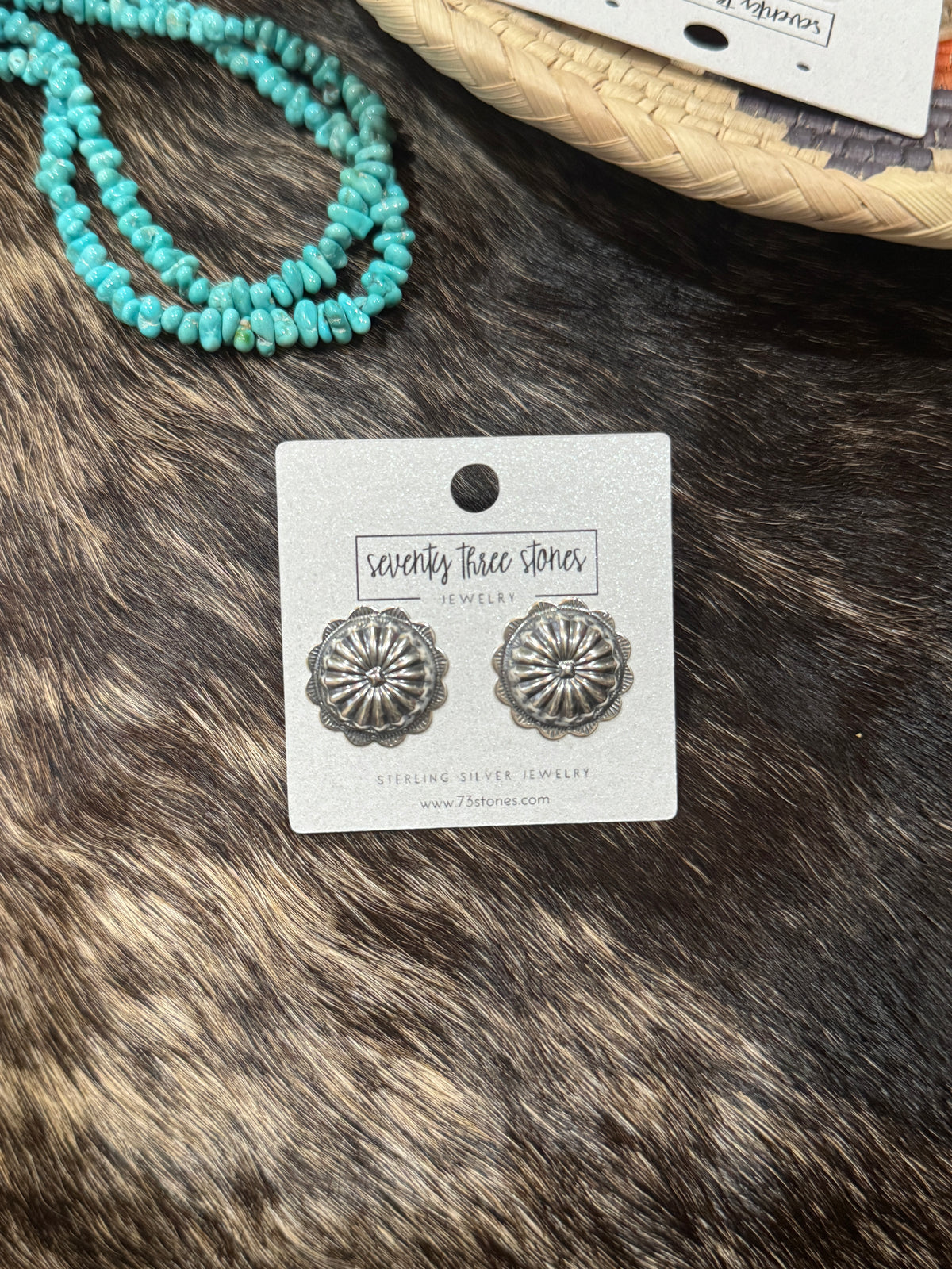 Sterling Round Concho Earrings 3/4"