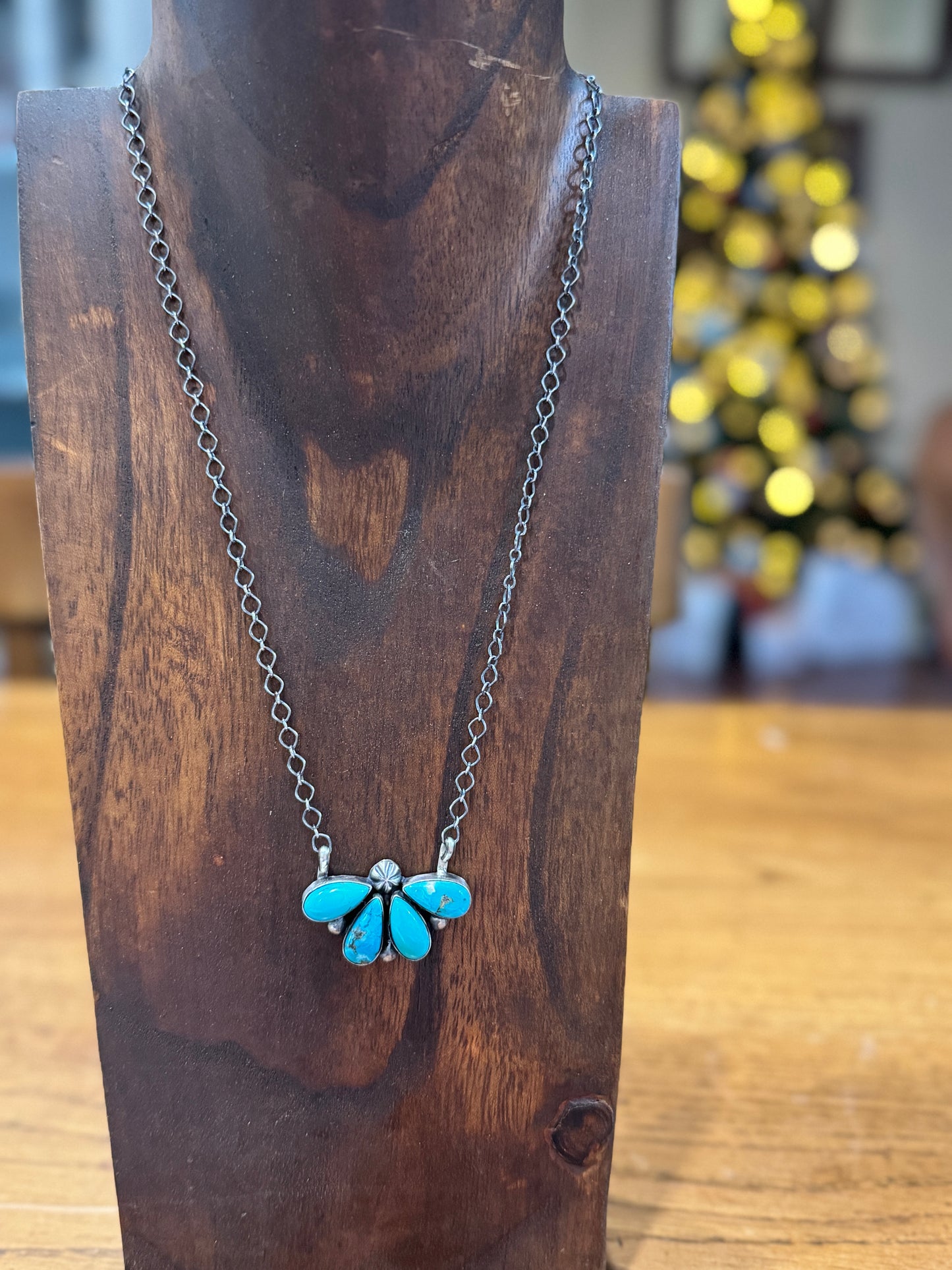 Half Turquoise Cluster Necklace