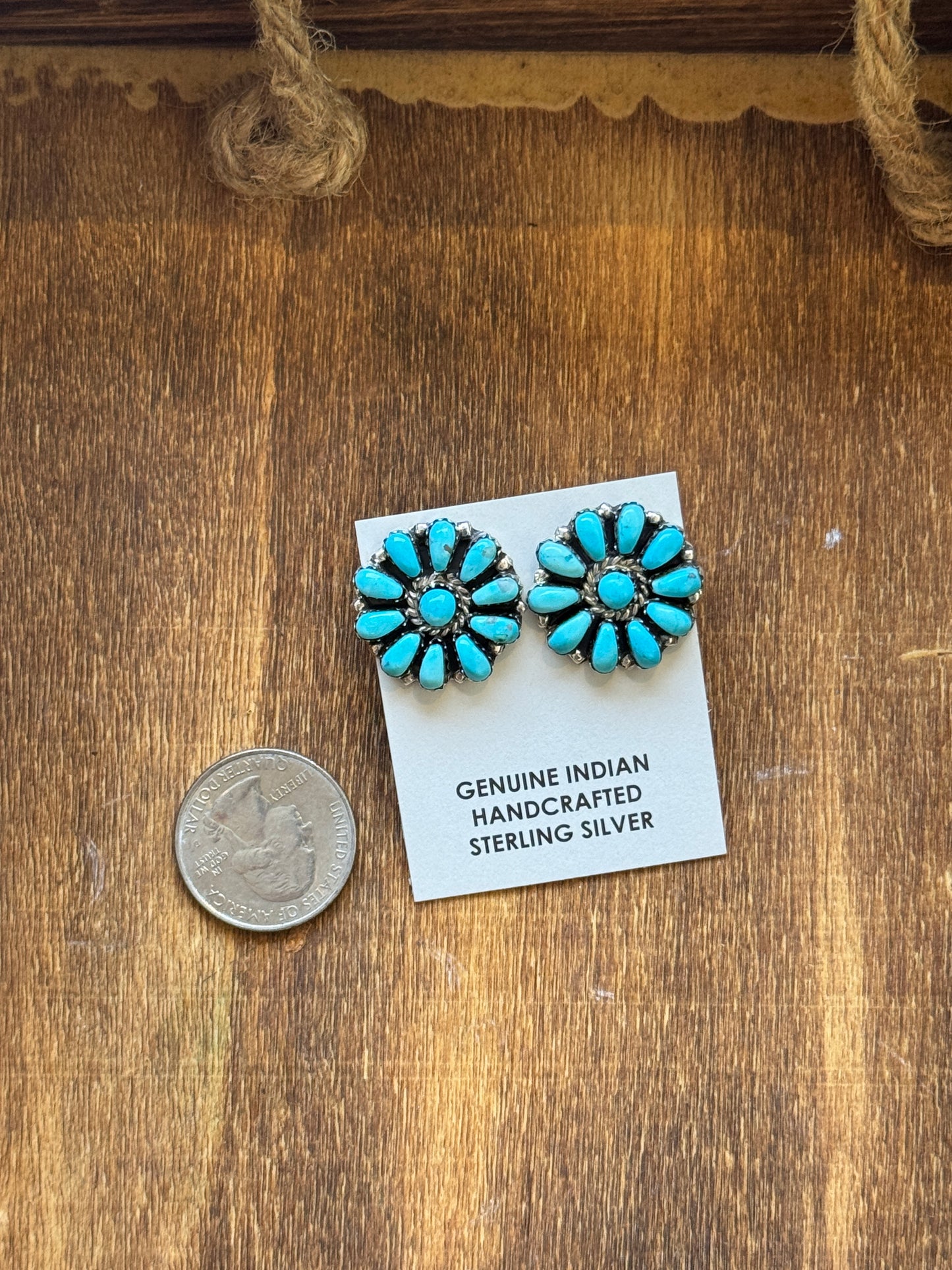 1” Turquoise cluster studs Blue Turquoise