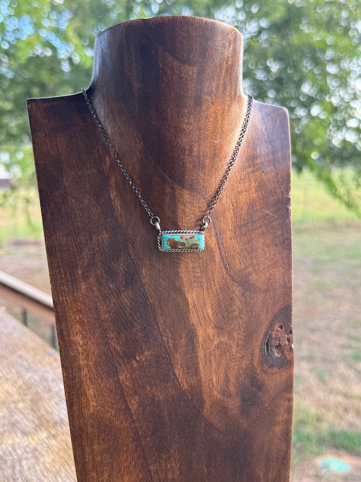 No. 8 Turquoise Bar Necklace 1"