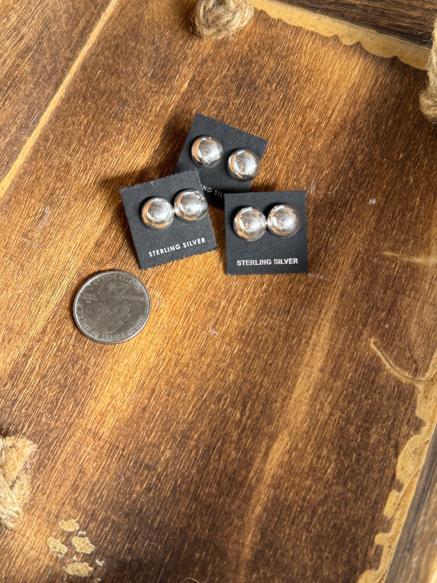 10mm Sterling Silver Half Dome Studs - Native Handmade by Shem Hale