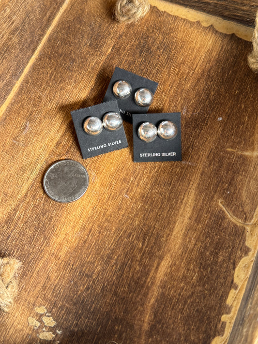 10mm Sterling Silver Half Dome Studs - Native Handmade by Shem Hale