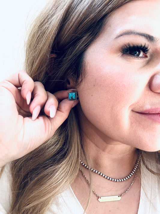 Turquoise Square Stud