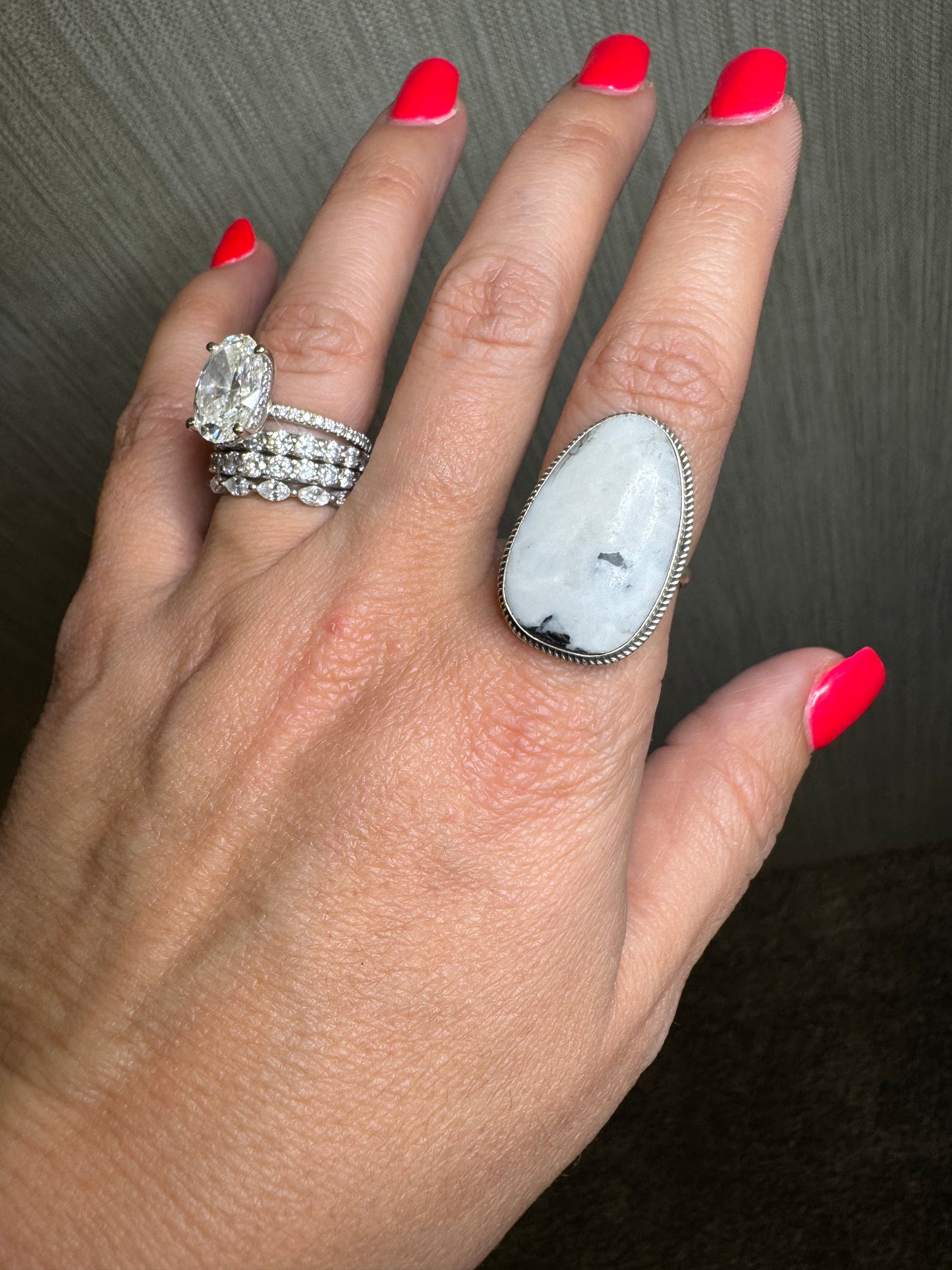 White Buffalo Slab Ring sz.7.75/8