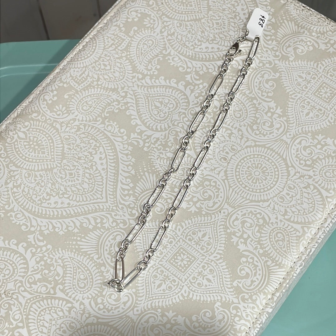 Paper Clip Chain alternate Sterling Silver Necklace 16”