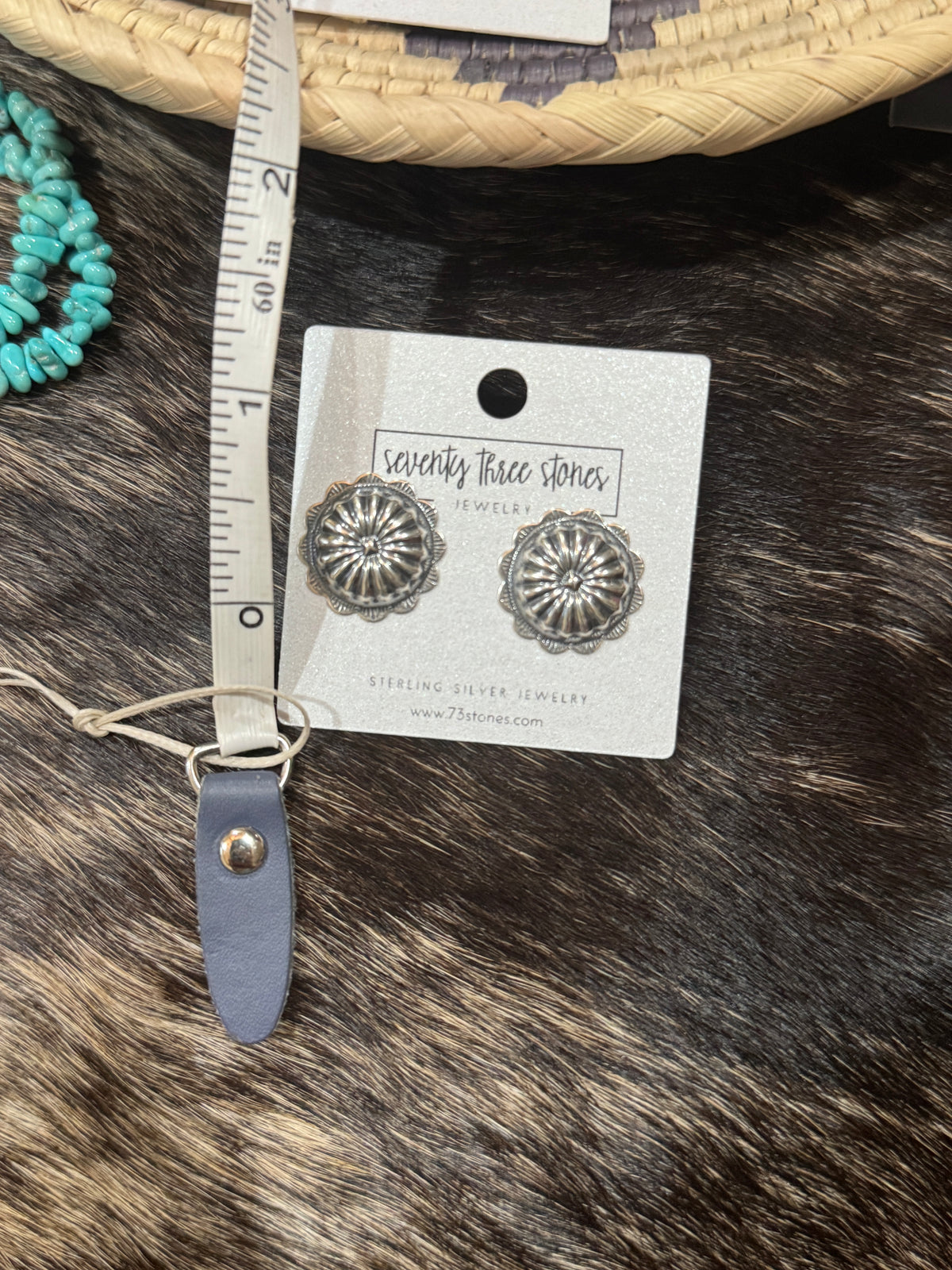 Sterling Round Concho Earrings 3/4"