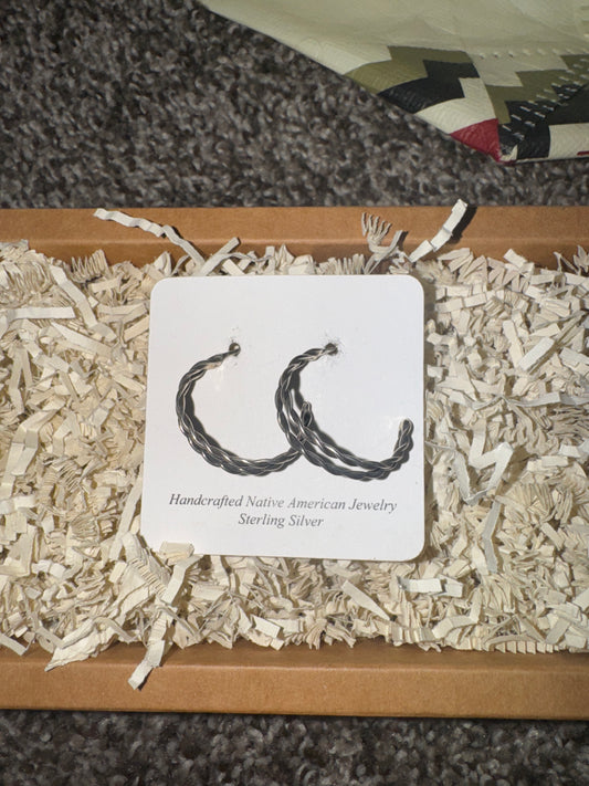 Sterling Silver Double Twist Rope hoop 1”