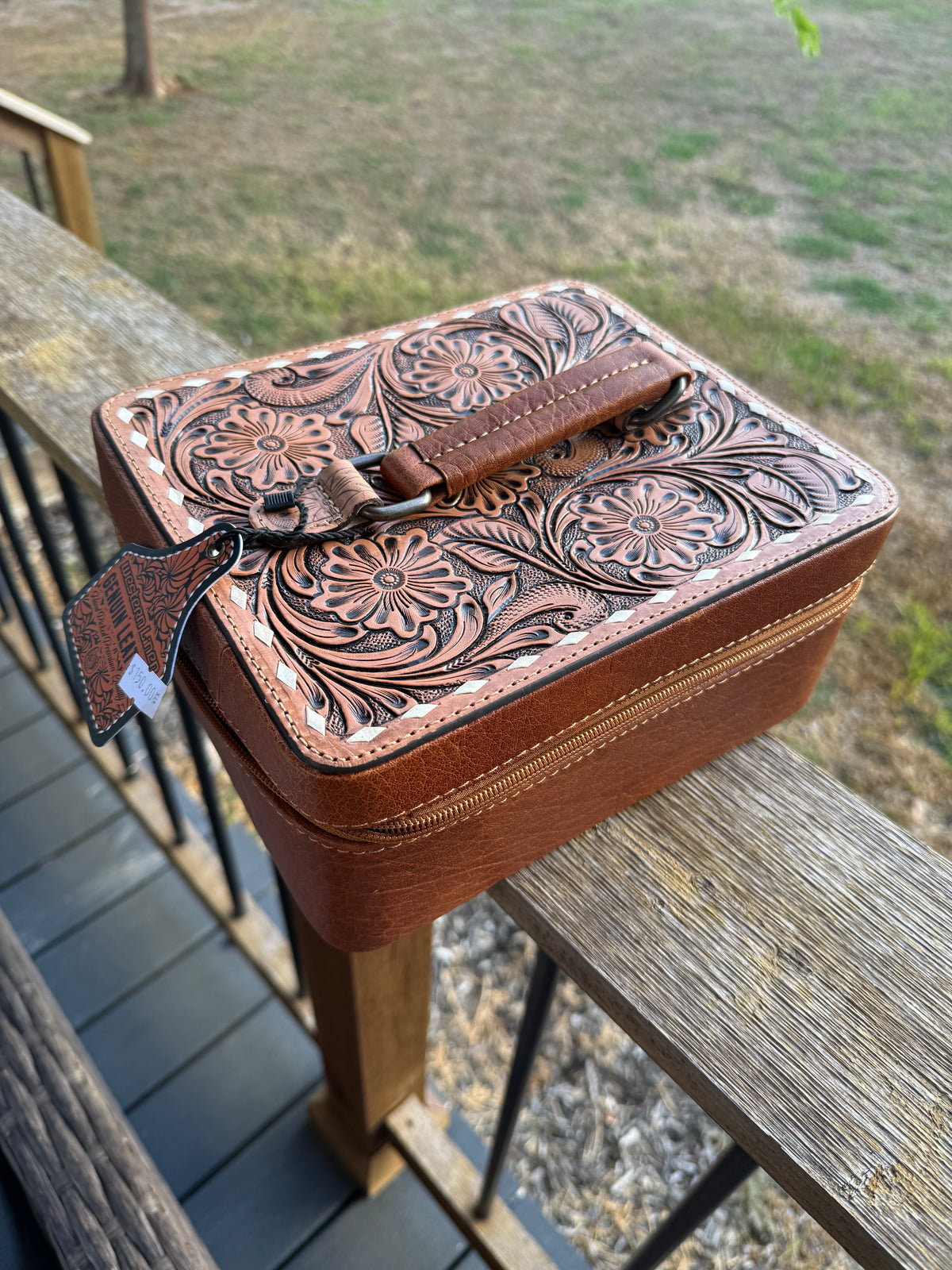 Brown Leather Jewelry Case Square