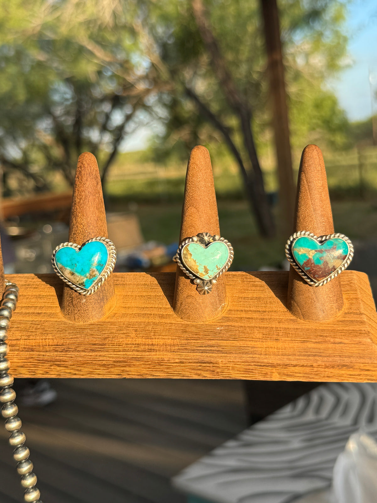Turquoise Heart Adj. Ring Greener color