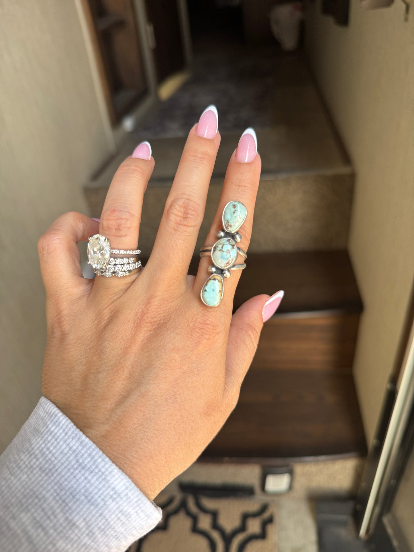 3 Stone Golden Hills Adjustable ring
