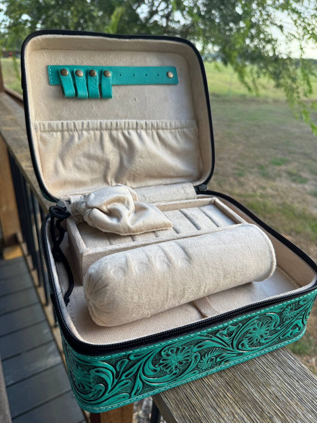 Brown Leather Jewelry Case Square