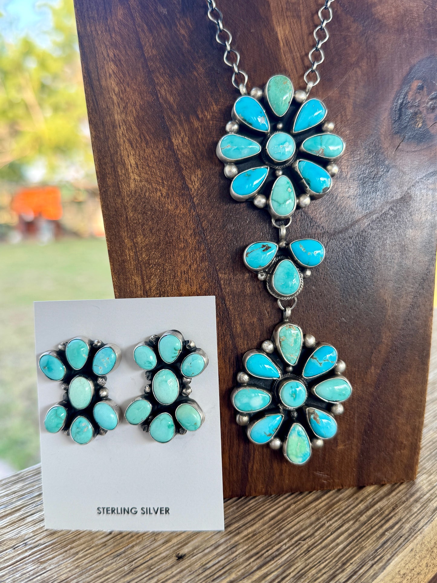 #2- 7 Stone Turquoise Cluster Earrings