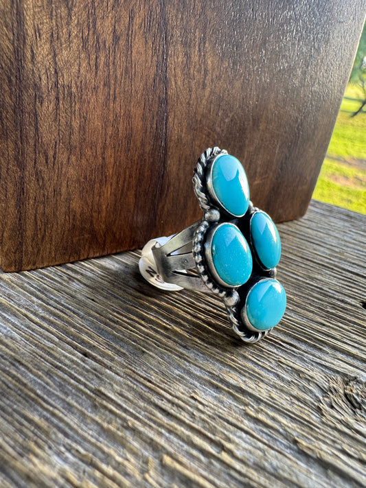 Turquoise 4 Stone Ring Sz9