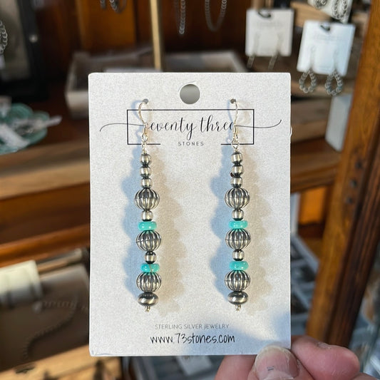 The Navajo Strand Earring with Turquoise 2.5”