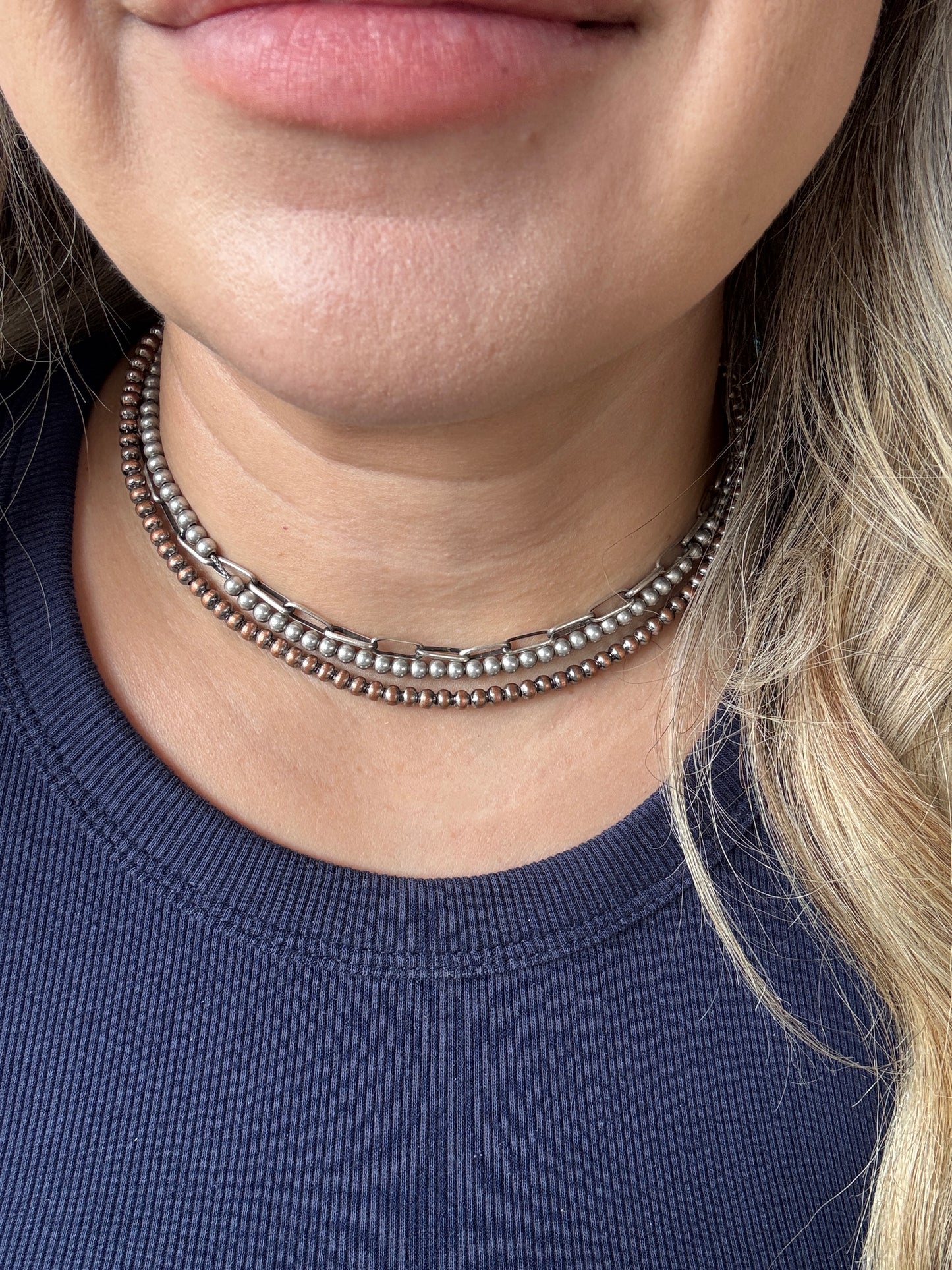 Copper Pearl Necklaces 3mm