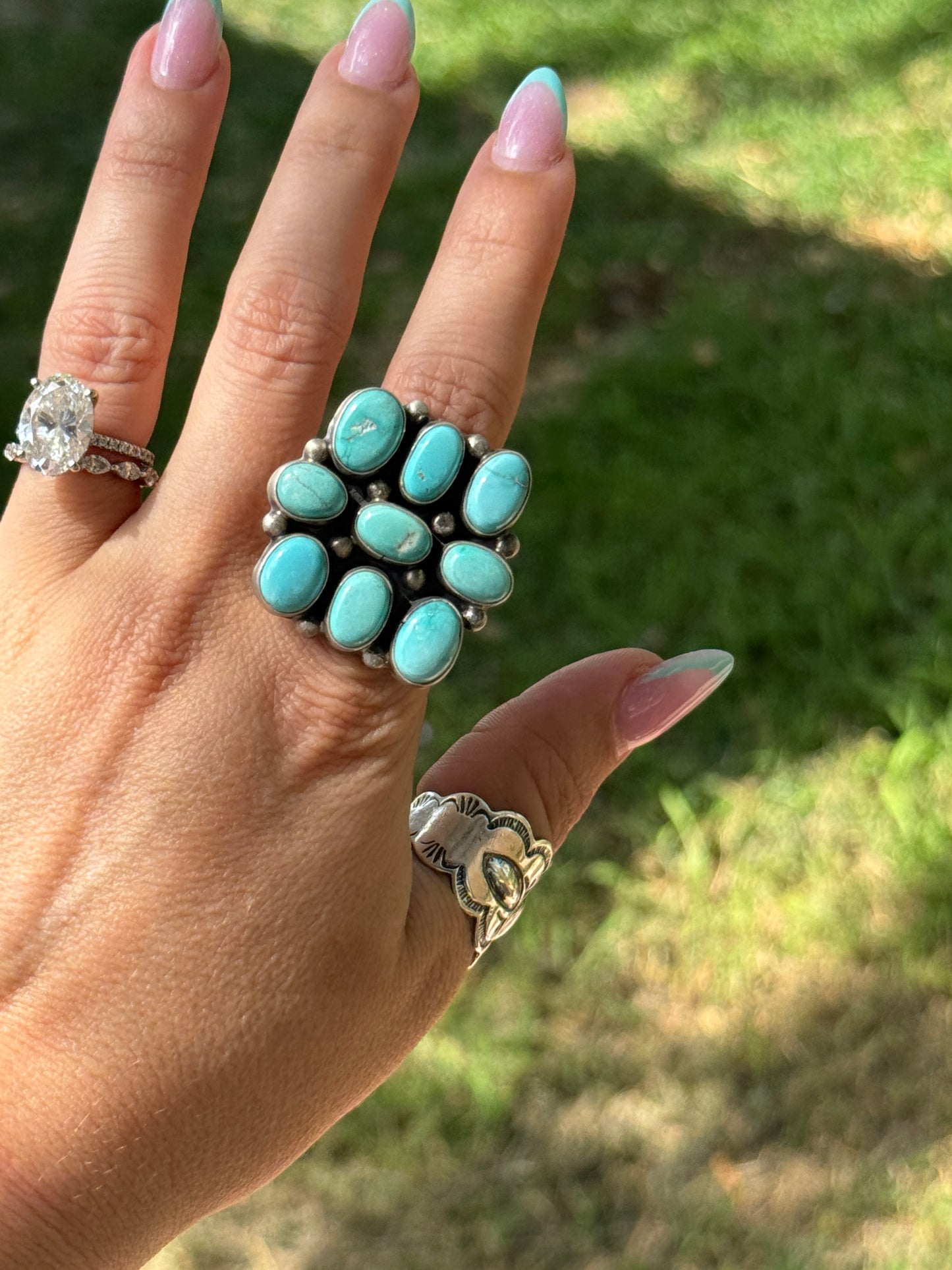 9 Stone Adjustable Ring turquoise