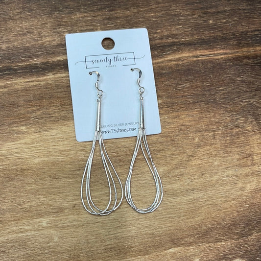 Liquid Silver 3 Strand Teardrop Earrings