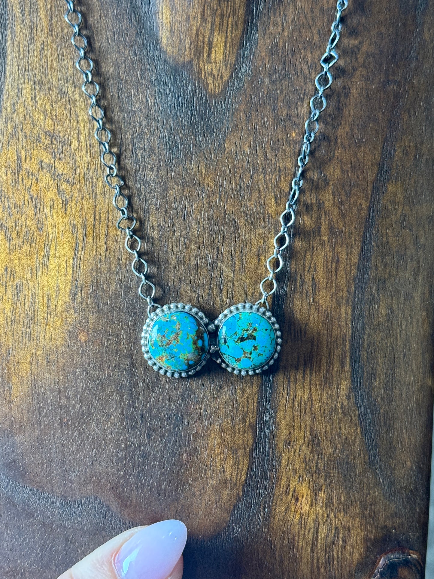 2 Stone Turquoise Bar Necklace