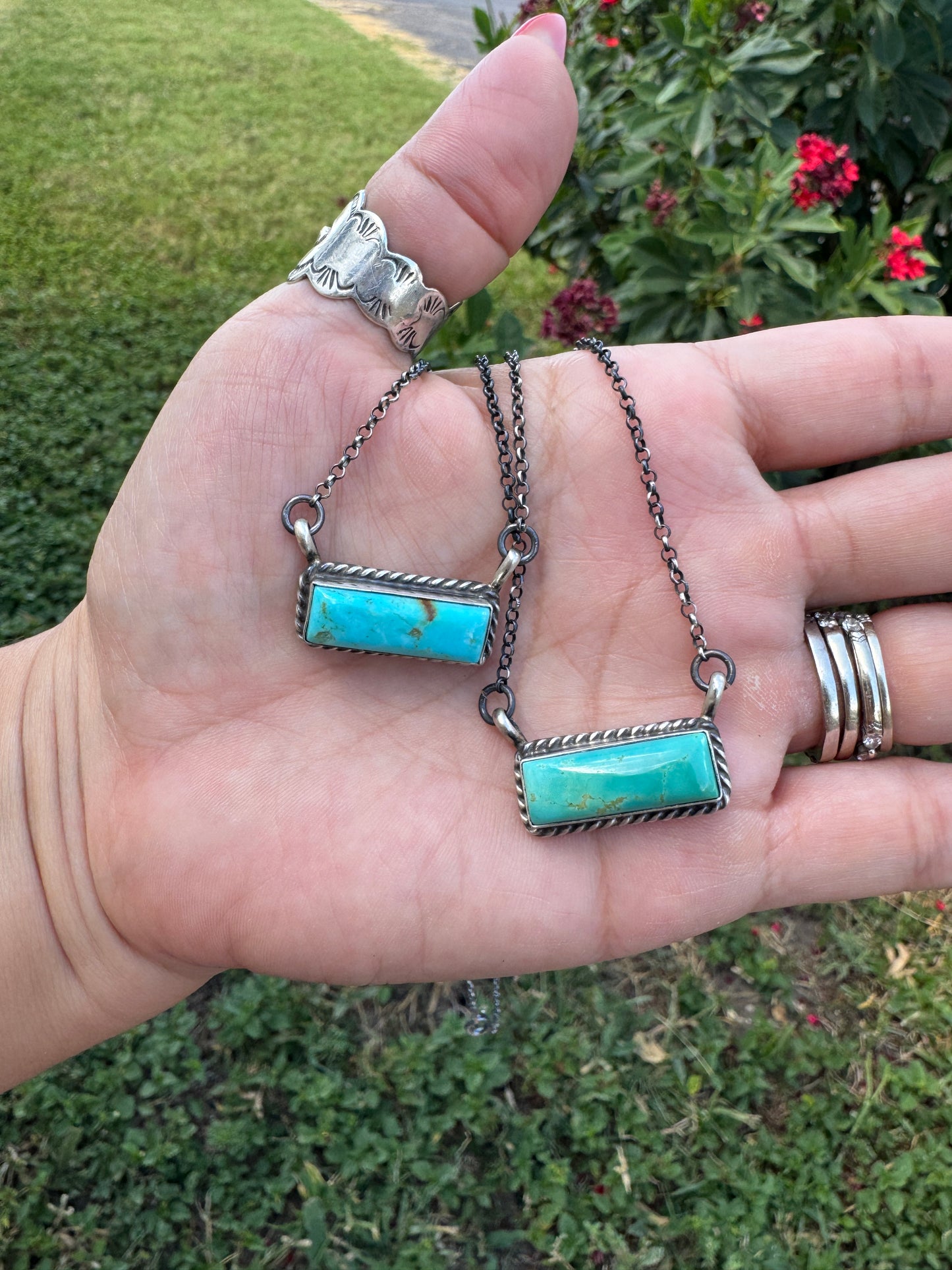 Turquoise Bar Necklace Blue