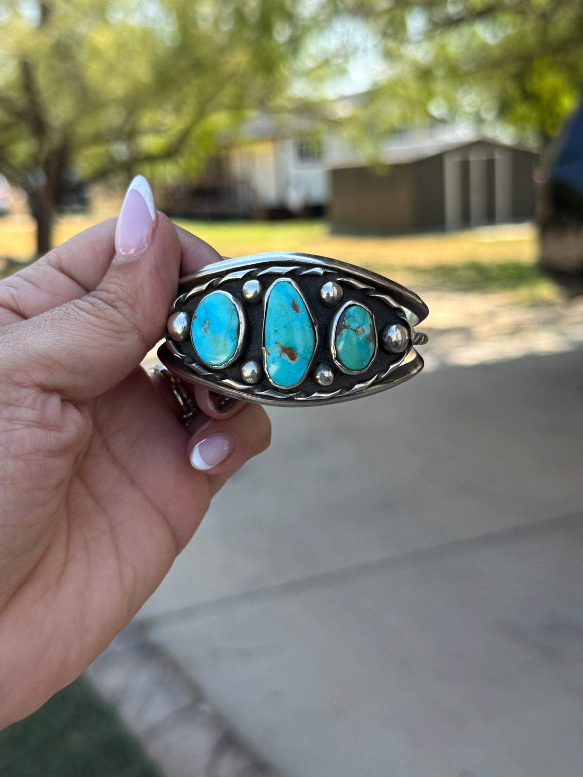 Vintage cuff three stone, Turquoise ￼