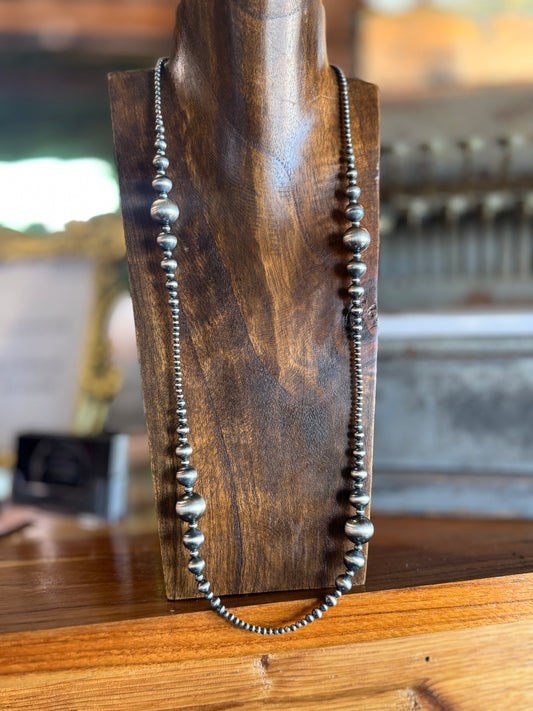 3mm to 14mm graduated necklace 30”