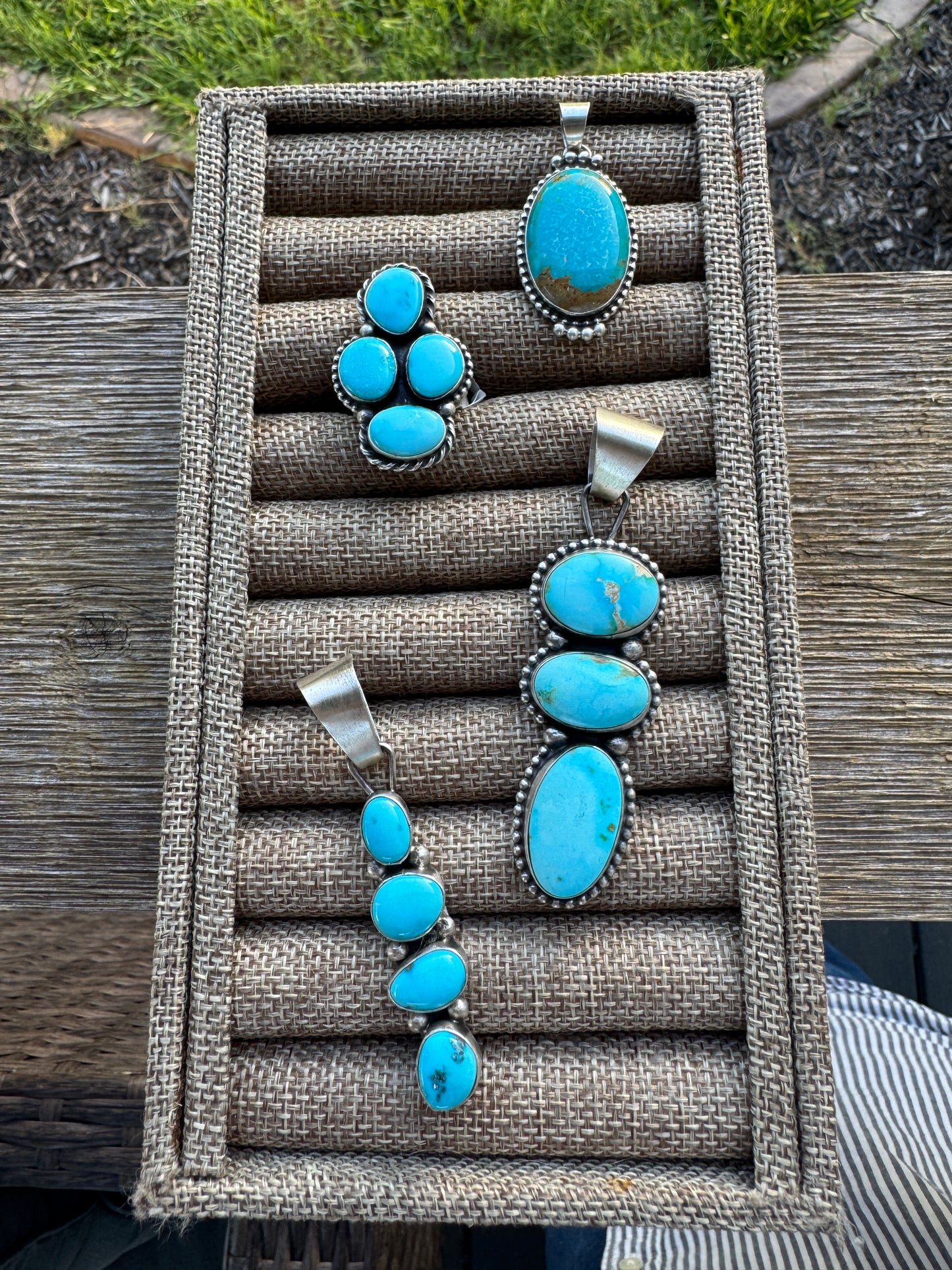 3 stone Turquoise Pendant Sonoran Gold