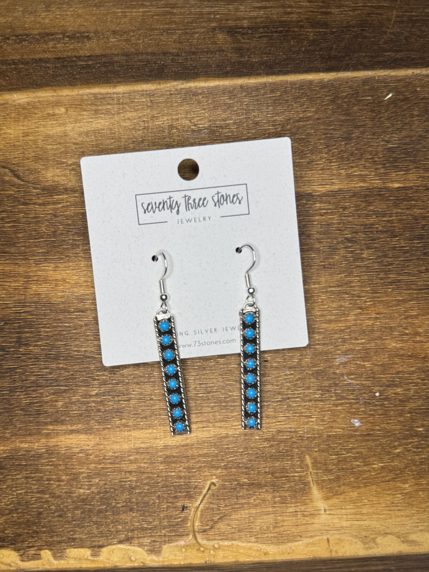Kingman Turquoise Bar Dangle 2.25"