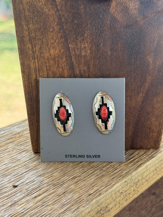 Felix Perry Navajo red spiny shadowbox studs