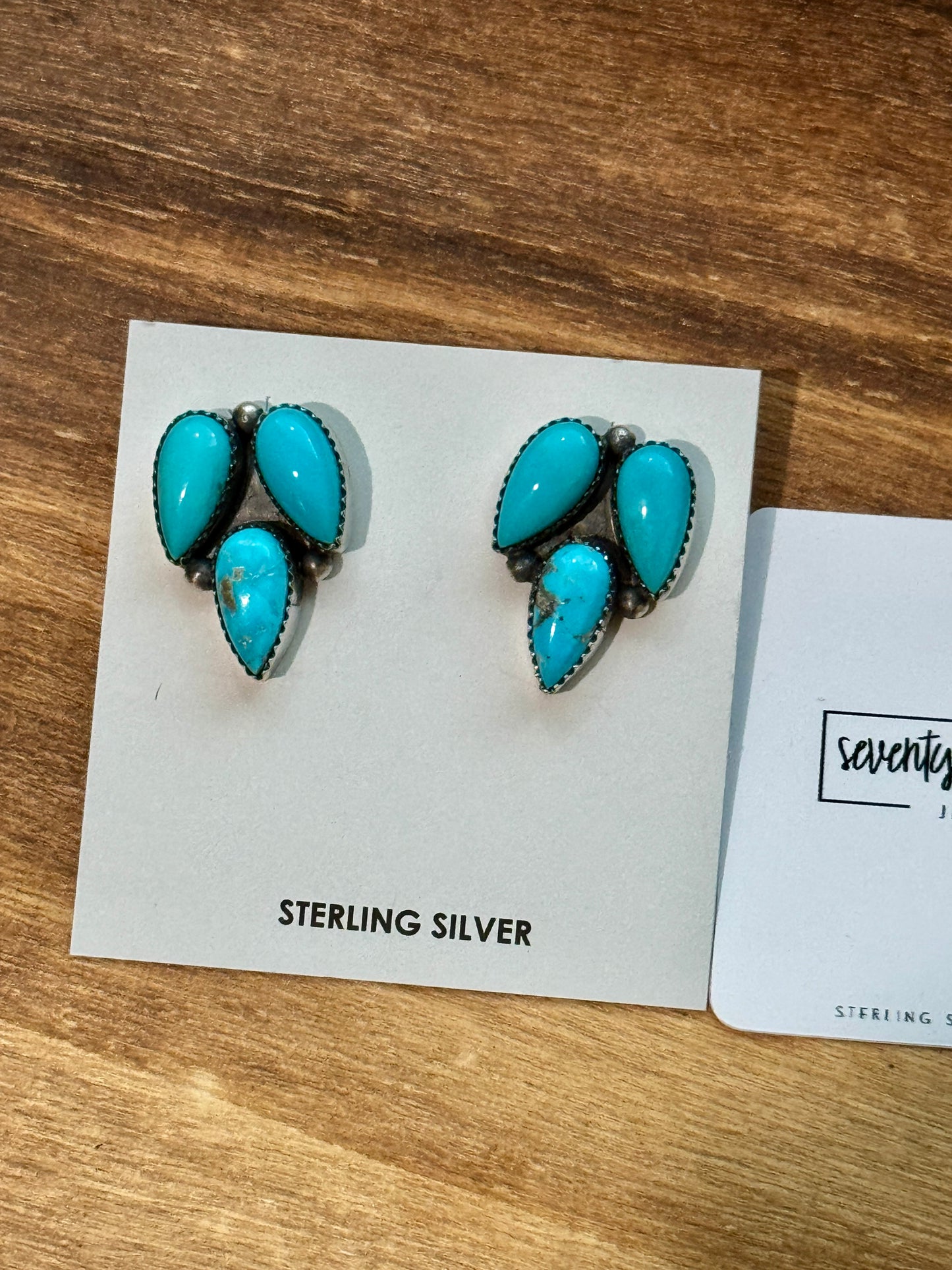 Turquoise 1" Teardrop earrings by Debra Smith