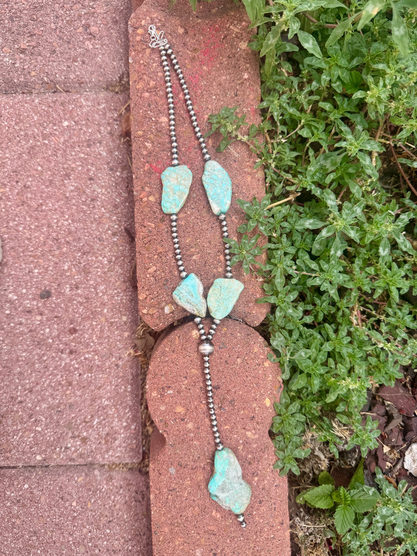 Turquoise slab lariat
