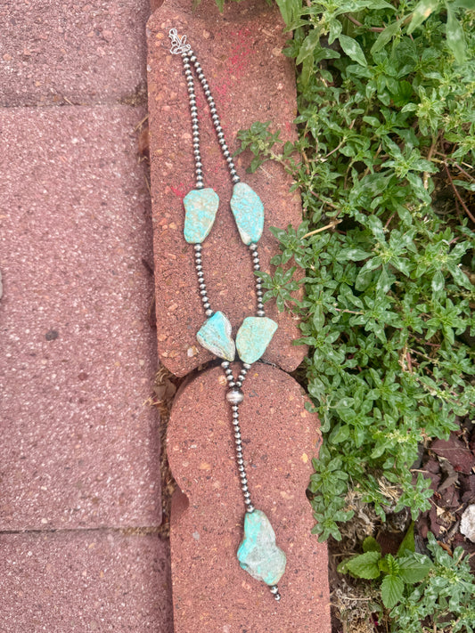 Turquoise slab lariat