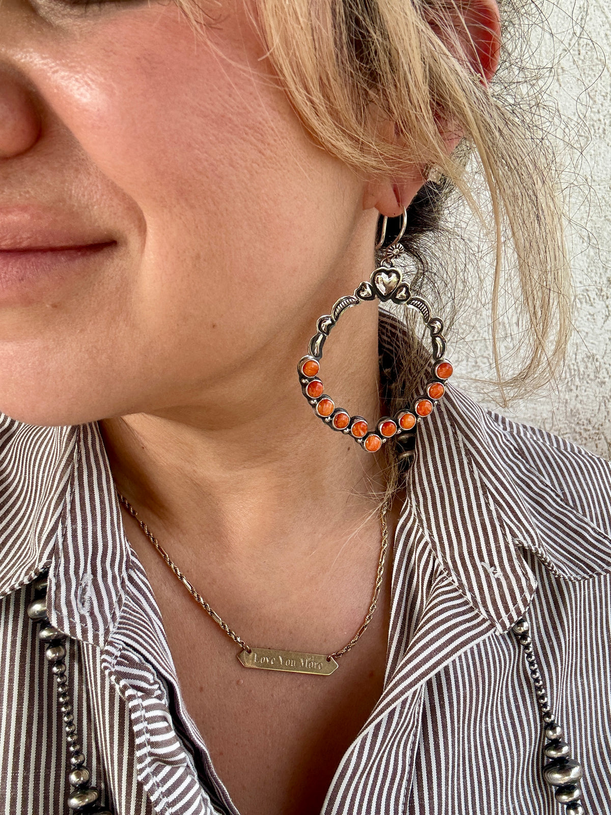 Orange Spiny Hoop heart opt Dangle Earrings, Annie Hoskie