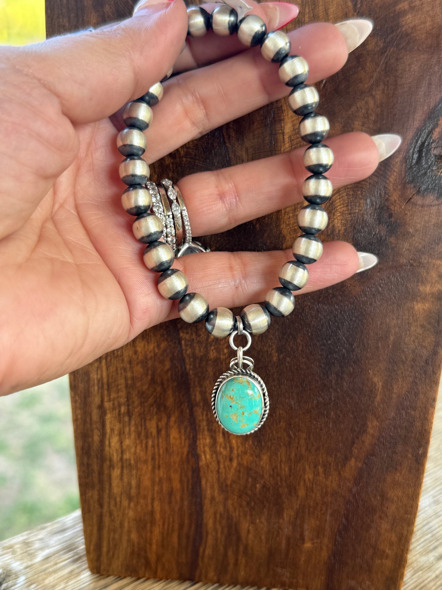 8mm Stretch Pearl Charm Bracelet