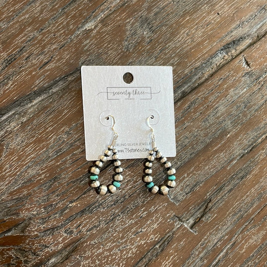 The Turquoise Leah - 2” Mini Navajo Pearl turquoise  Teardrop