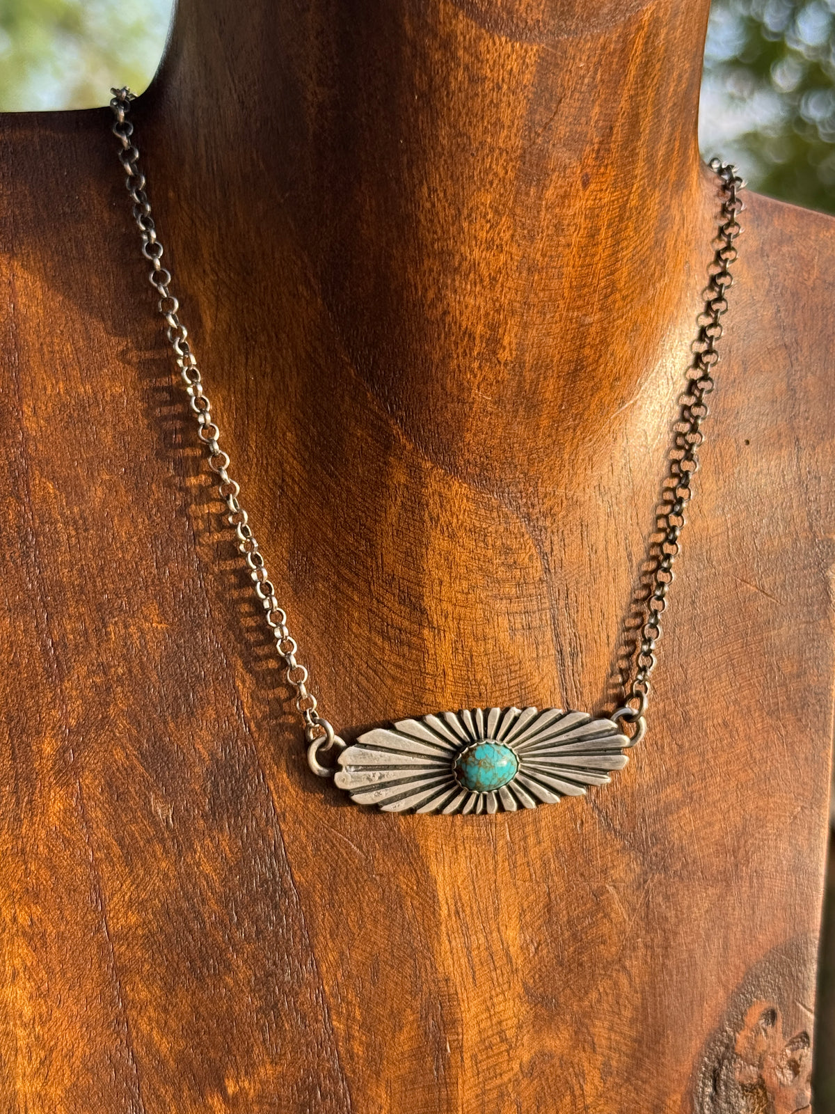 Starburst Bar necklace with turquoise