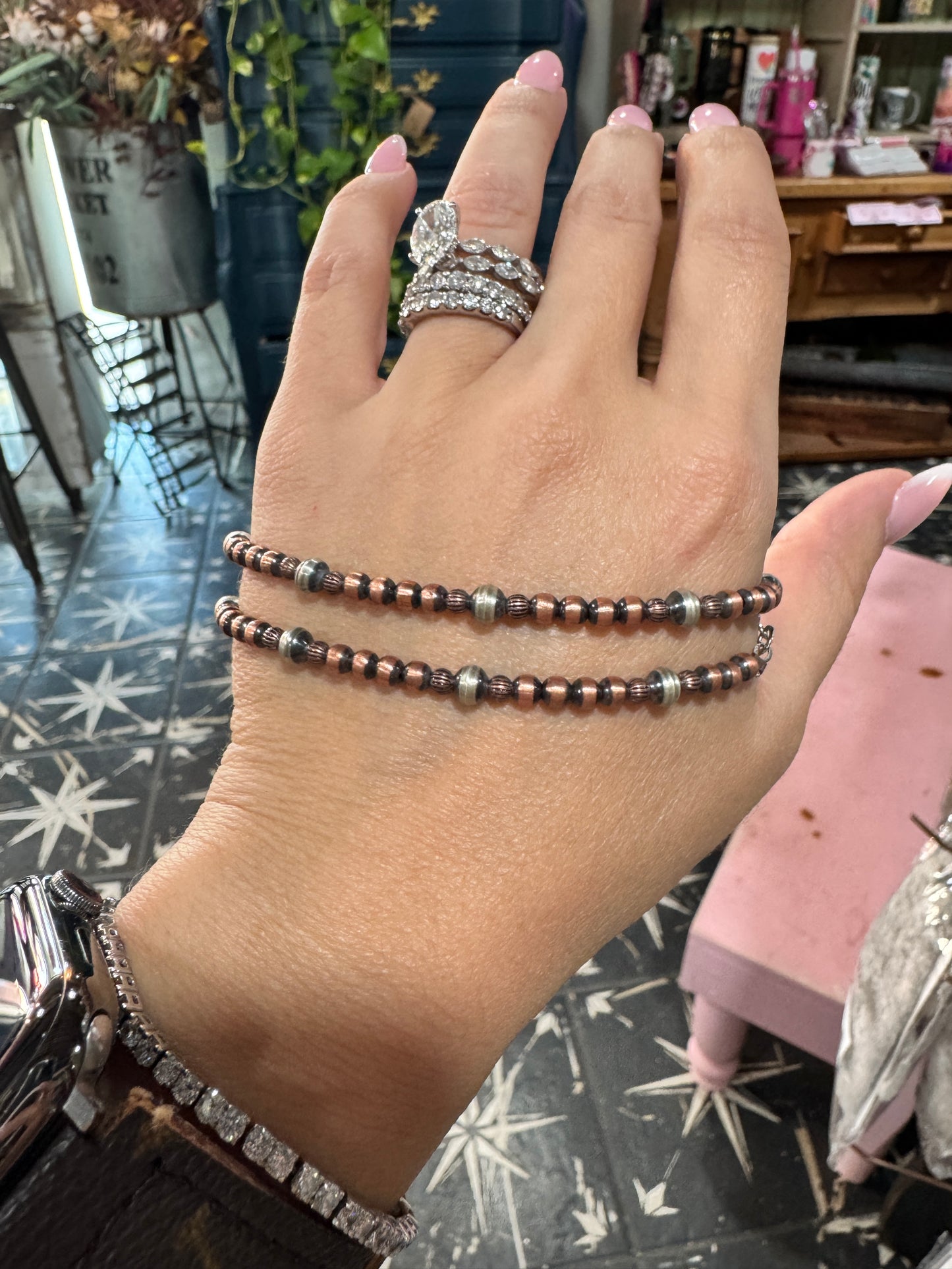 Copper and Sterling Pearl bracelet