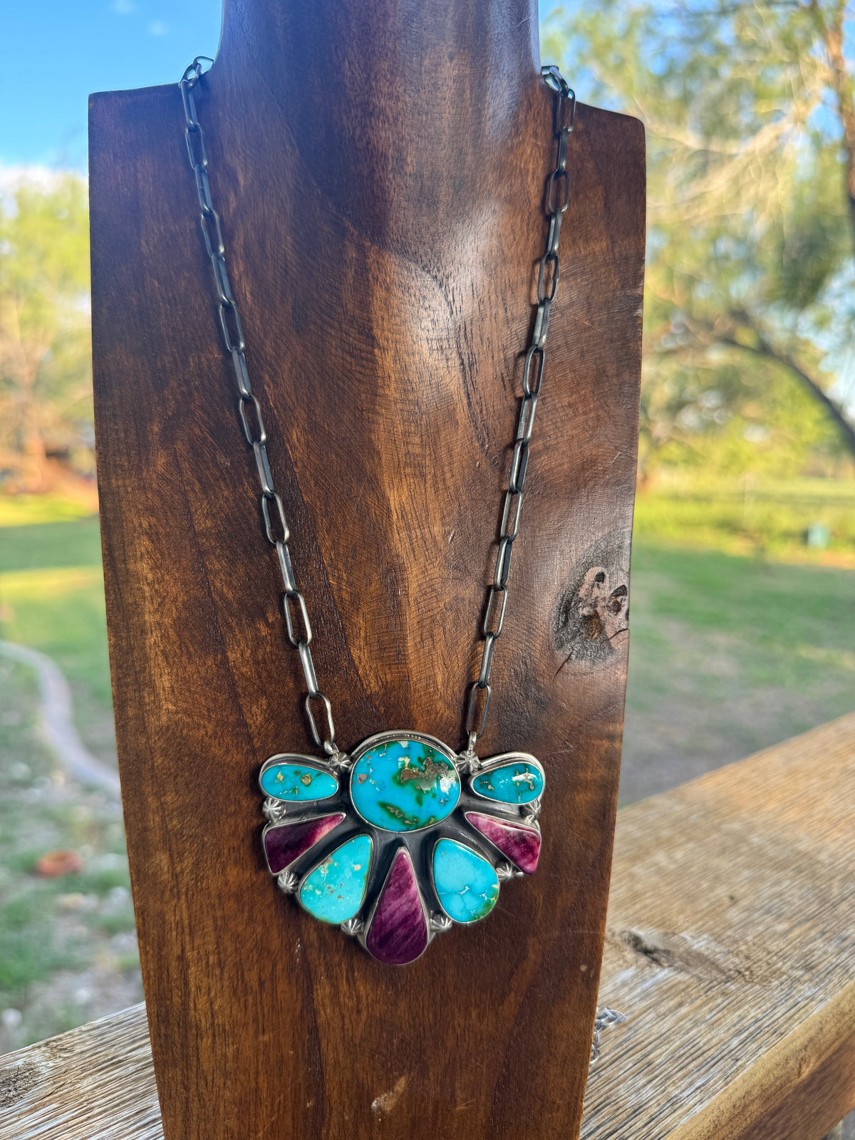 High Grade Sonoran Spiny Half Cluster Pendant Necklace, Darrin Livingston