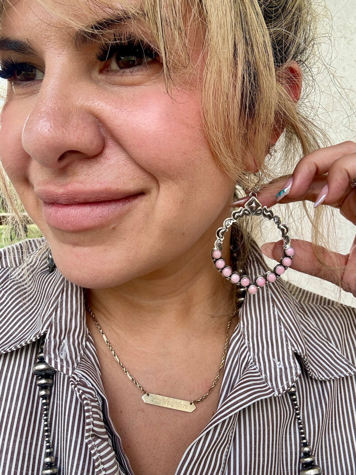 Pink Conch Hoop Dangle Earrings, Annie Hoskie