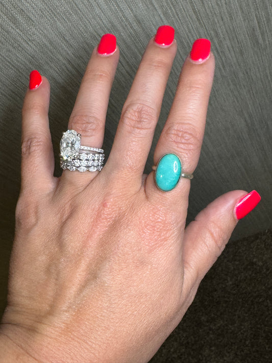 Turquoise Ring K Sz. 5.5/6
