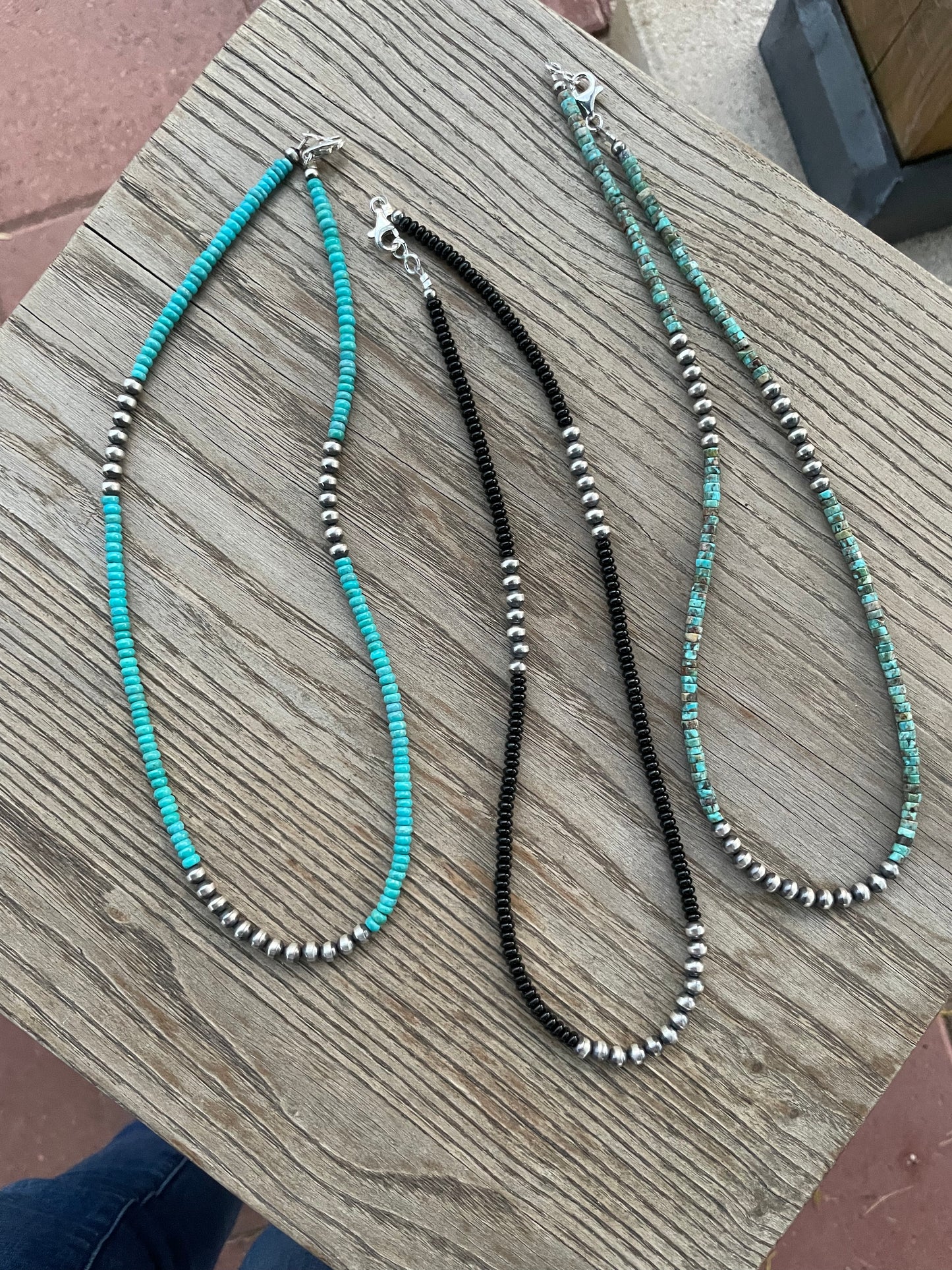 20” Kingman turquoise and Navajo Pearl necklace