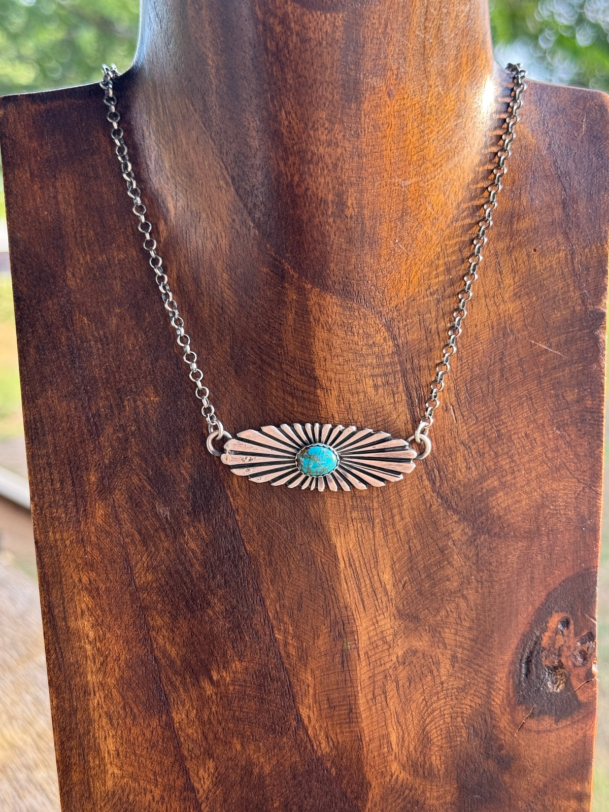 Starburst Bar necklace with turquoise