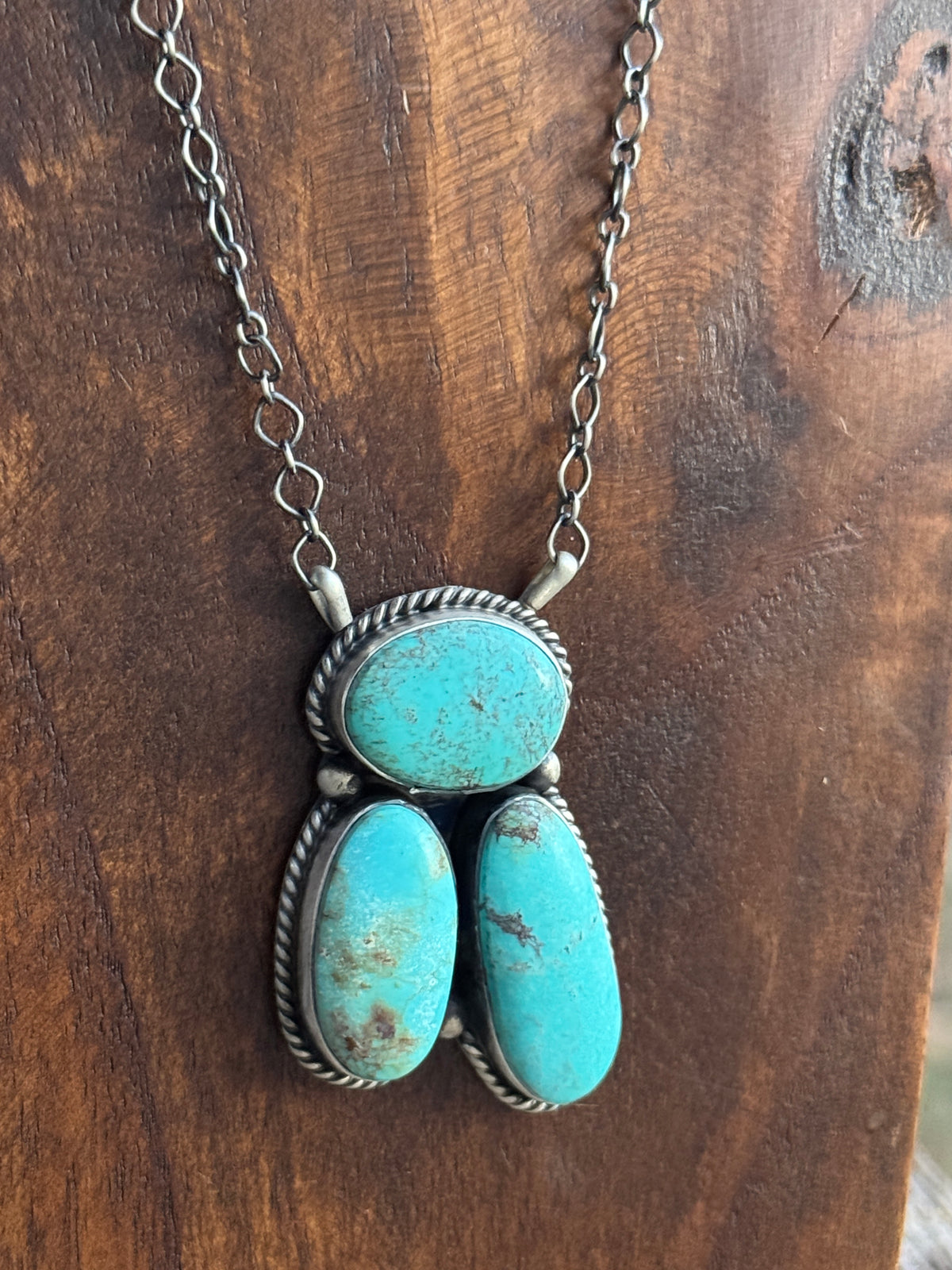 Number 8 Turquoise 3 stone Bar necklace