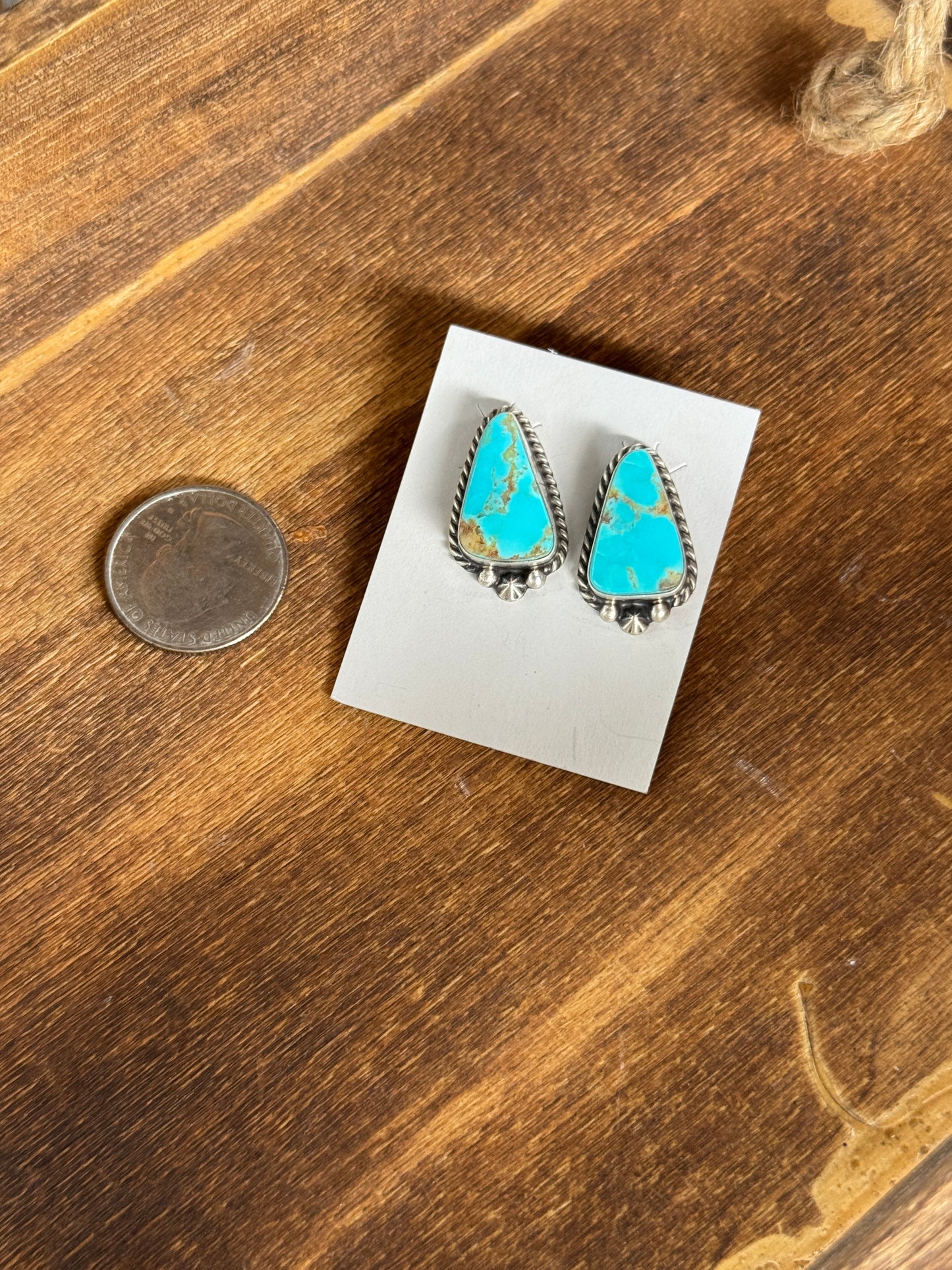 Triangle Turquoise Sterling Silver Earring Posts by Chasity Belone