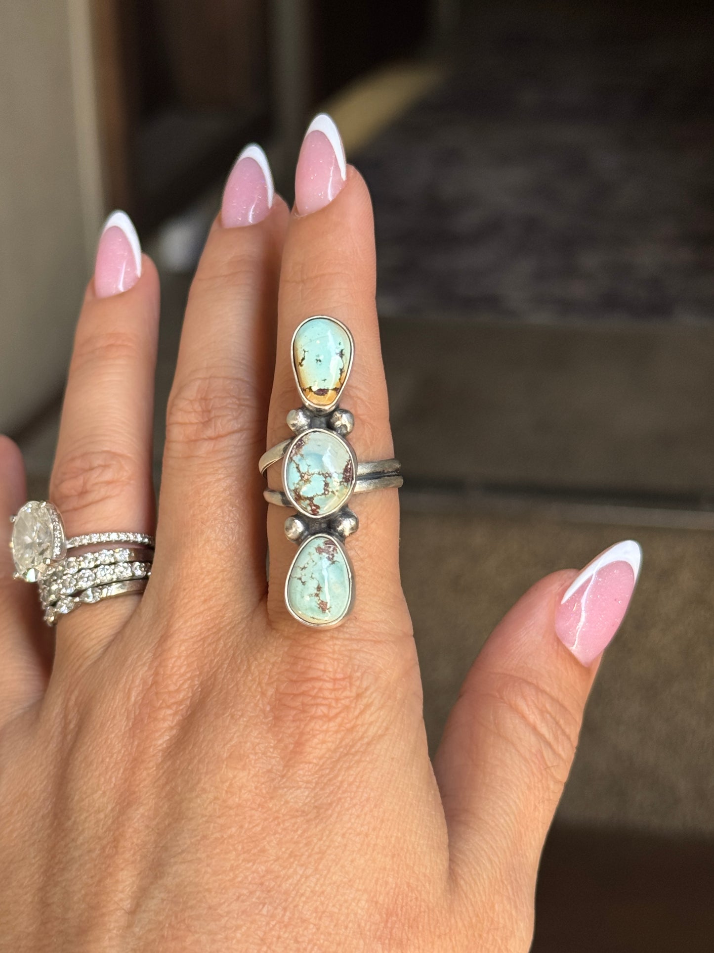 3 Stone Golden Hills Adjustable ring