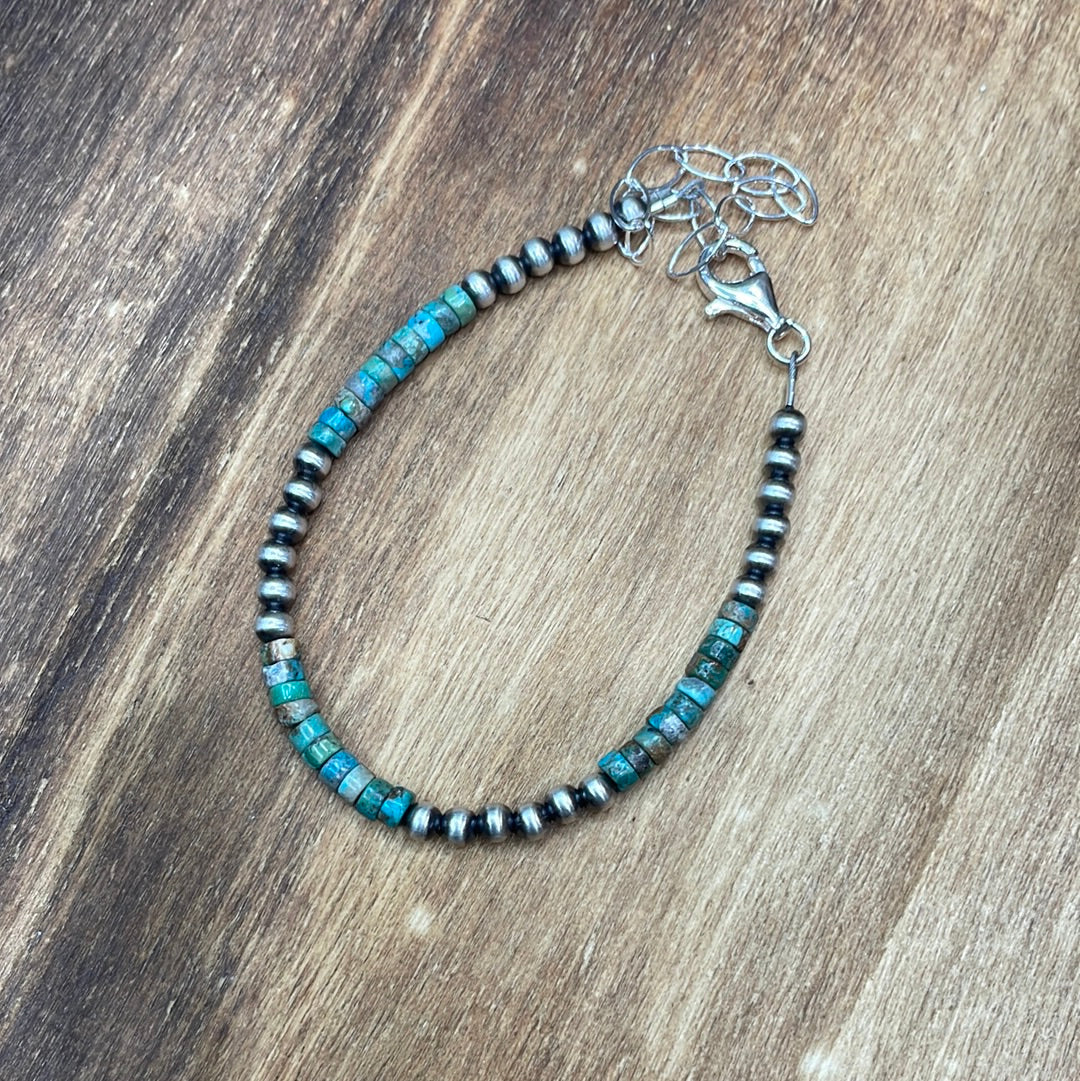 4mm Navajo Pearl Bracelet w Turquoise