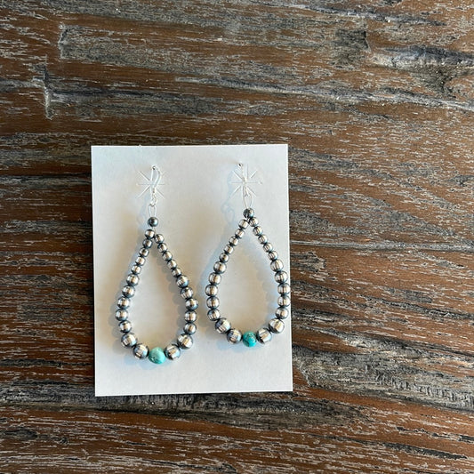 2.5” graduated teardrop Navajo Pearl + turquoise