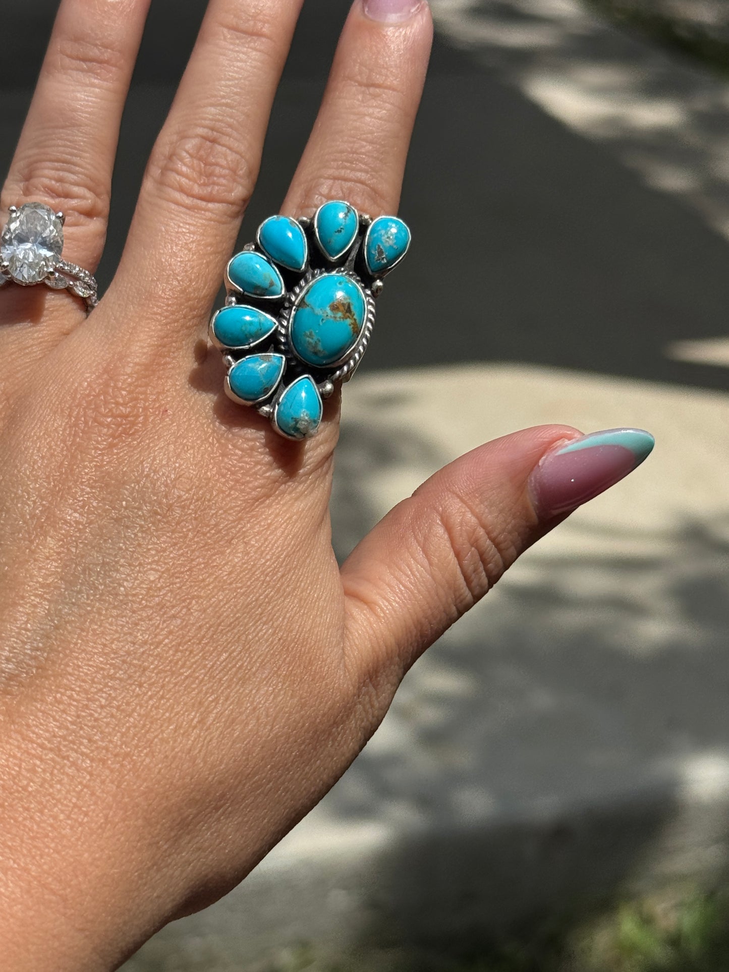 Adjust Half Cluster Ring TURQUOISE