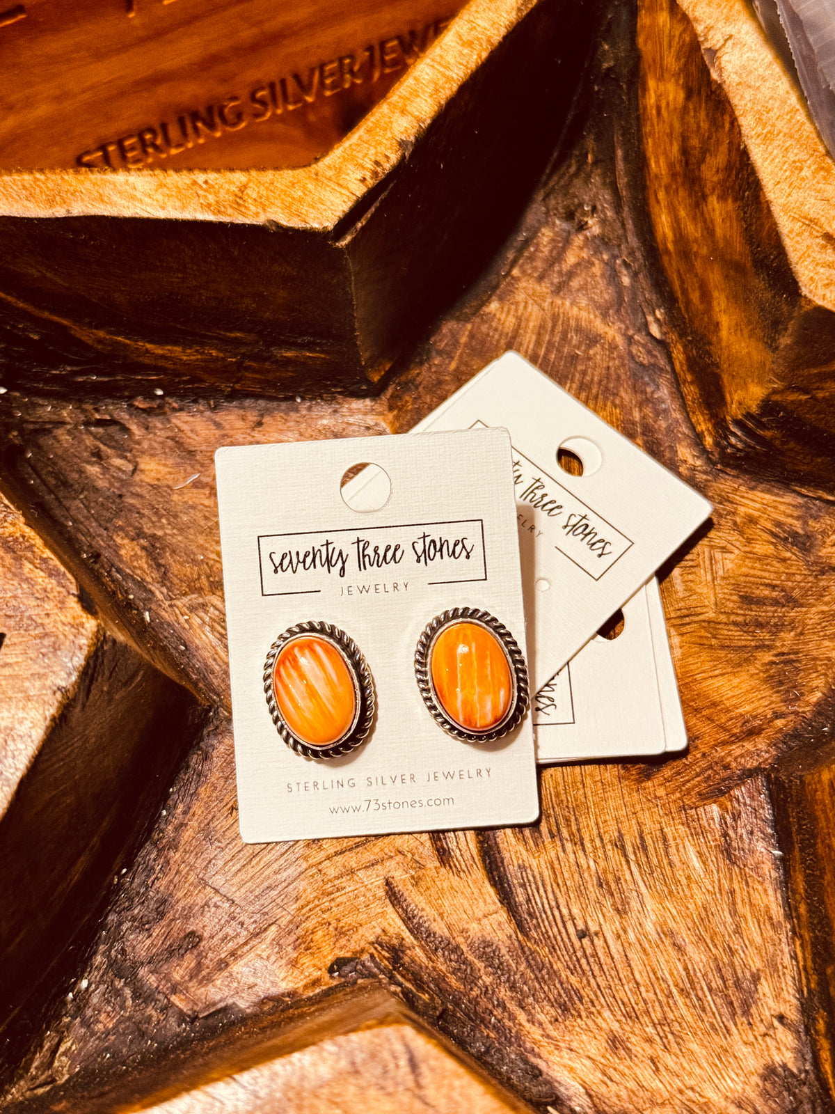 Spiny Orange Oval Studs
