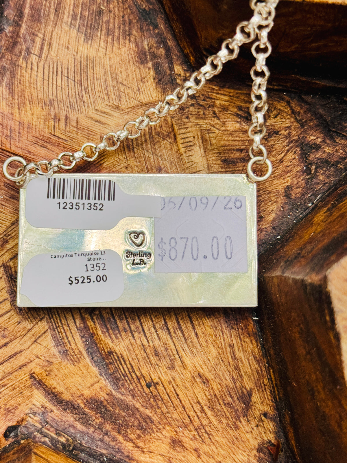 Campitos Turquoise 13 Stone Bar Necklace, 18'