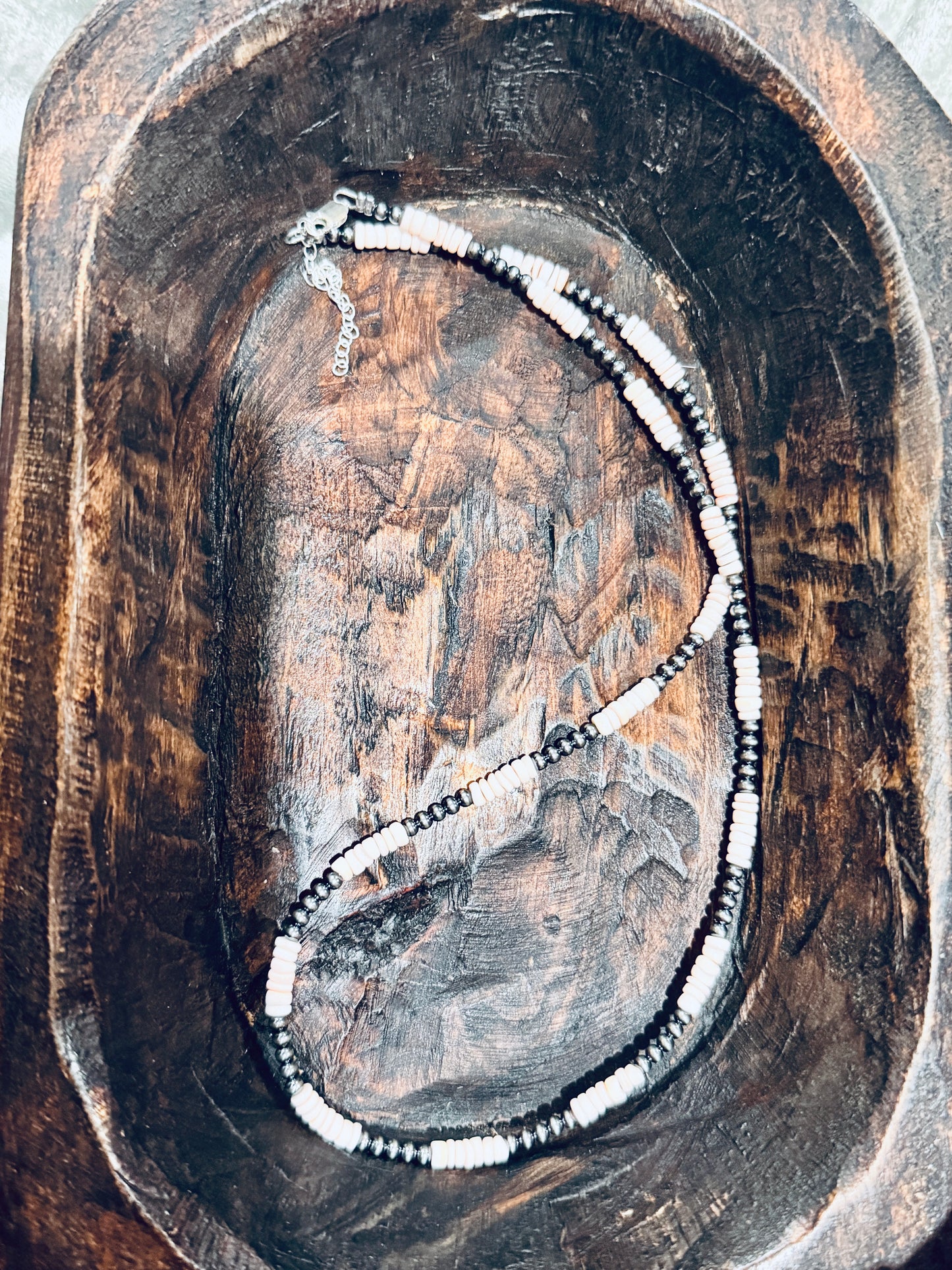 3mm + Pink Conch 20” necklace
